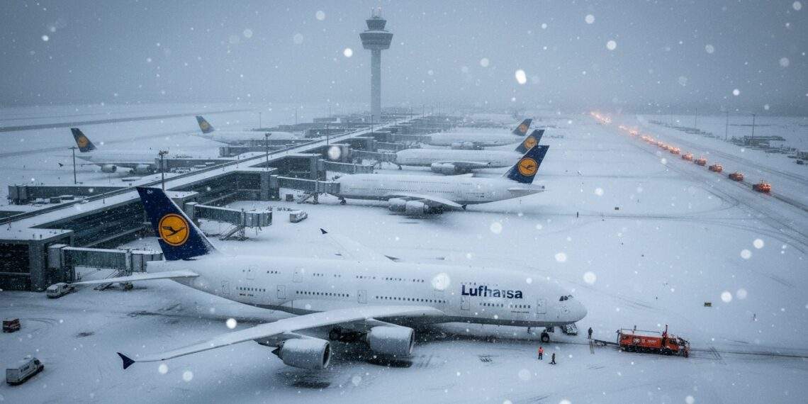 Schneefall Frankfurt Flughafen: 100 Flüge annulliert – Chaos