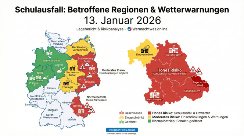 Schulausfall Dienstag 13.01.2026: Glatteis verlagert sich nach Osten – alle Infos