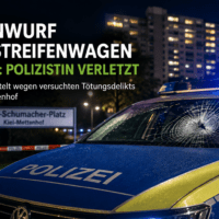 Steinwurf auf Streifenwagen in Kiel: Polizistin verletzt